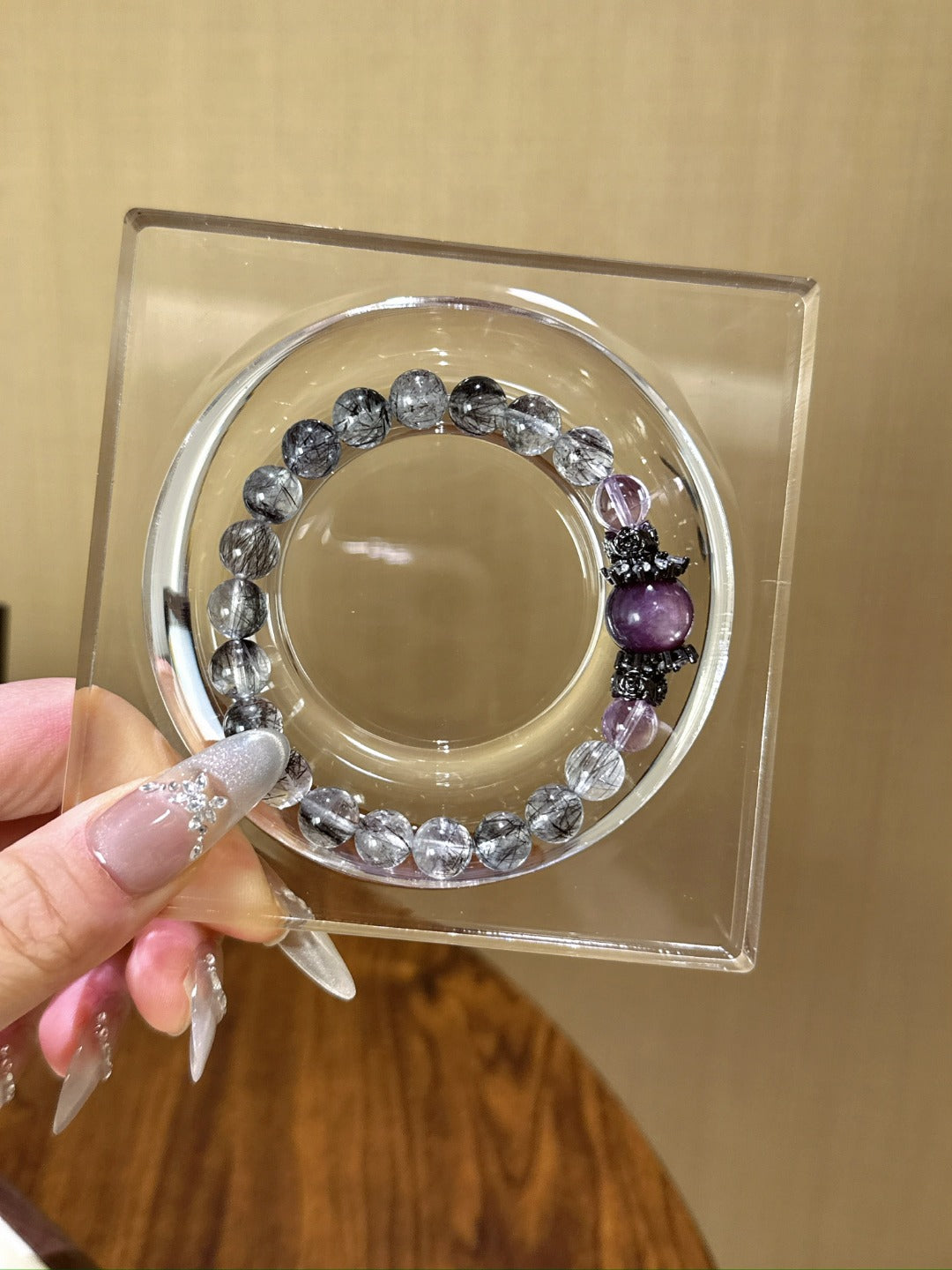 ▫️▪️ Black hair crystal amethytite amethyst bracelet